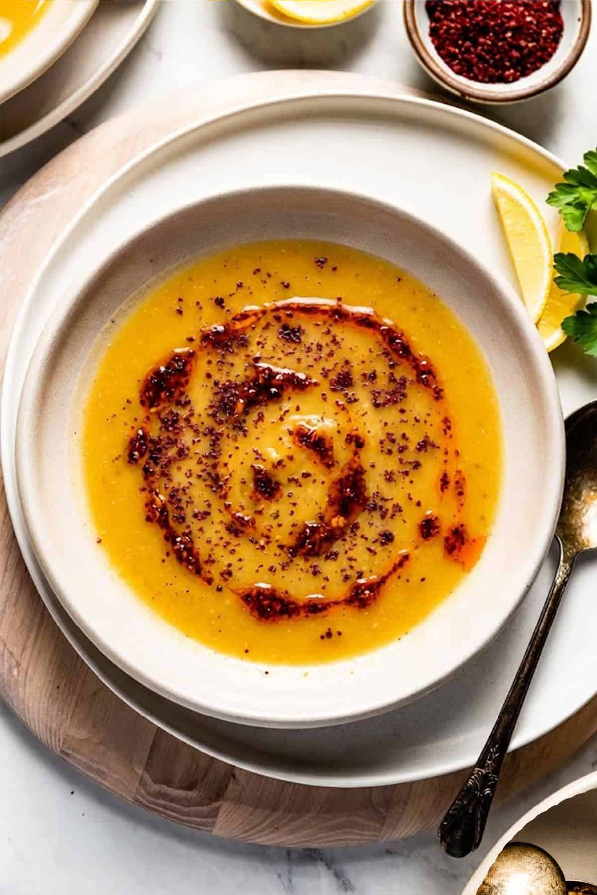 Red Lentil Soup with Pasta