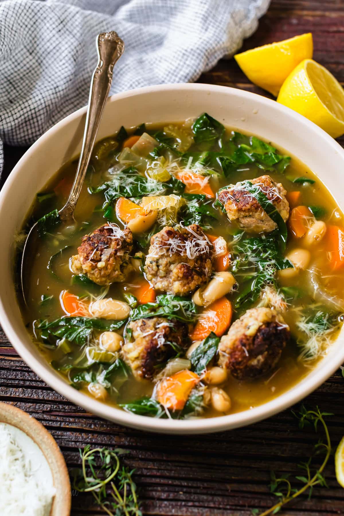 Tuscan White Bean Meatball Soup