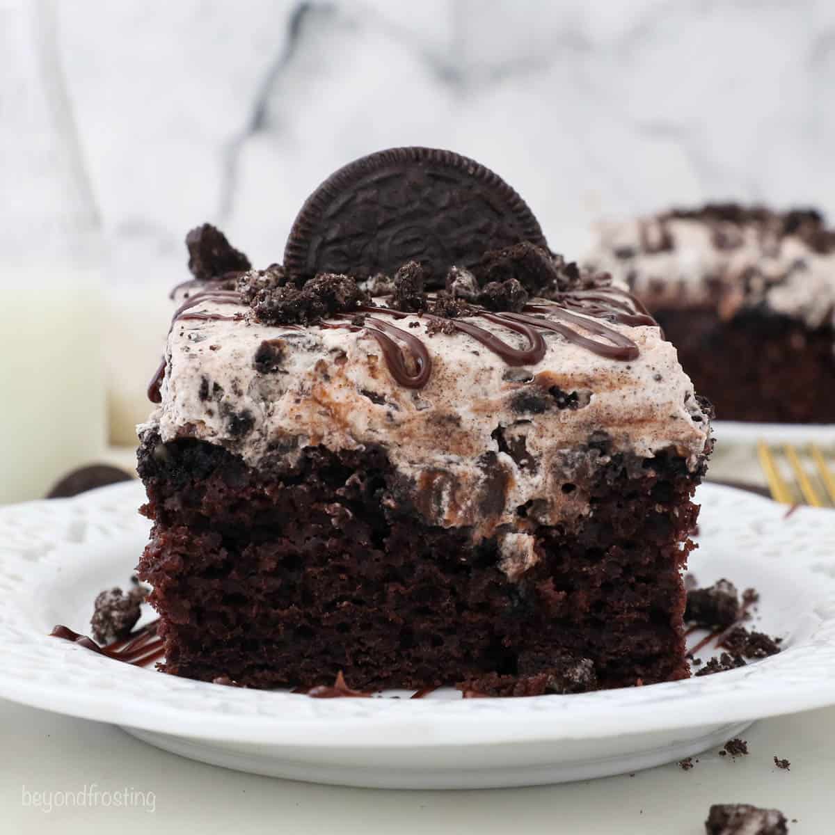 Chocolate Oreo Poke Cake