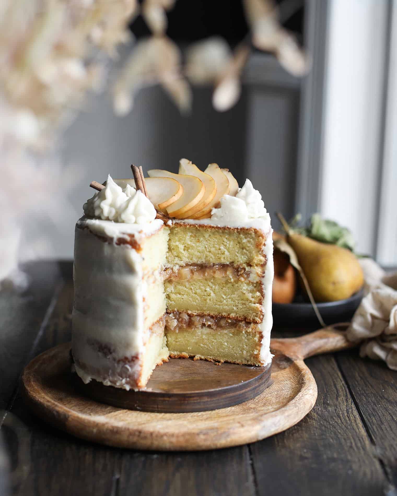 Pear Cake with Vanilla Bean Glaze