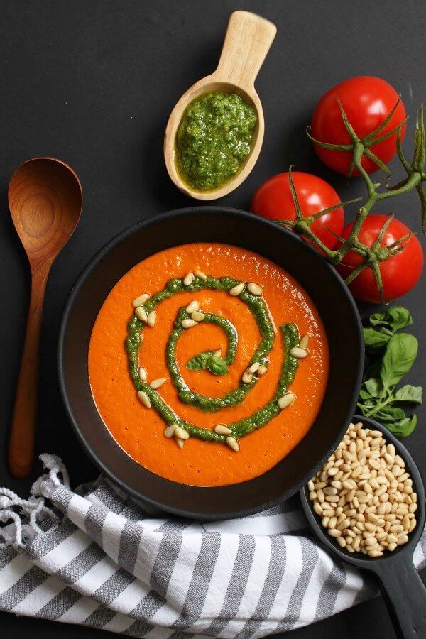 Tomato Soup with Toasted Pine Nuts
