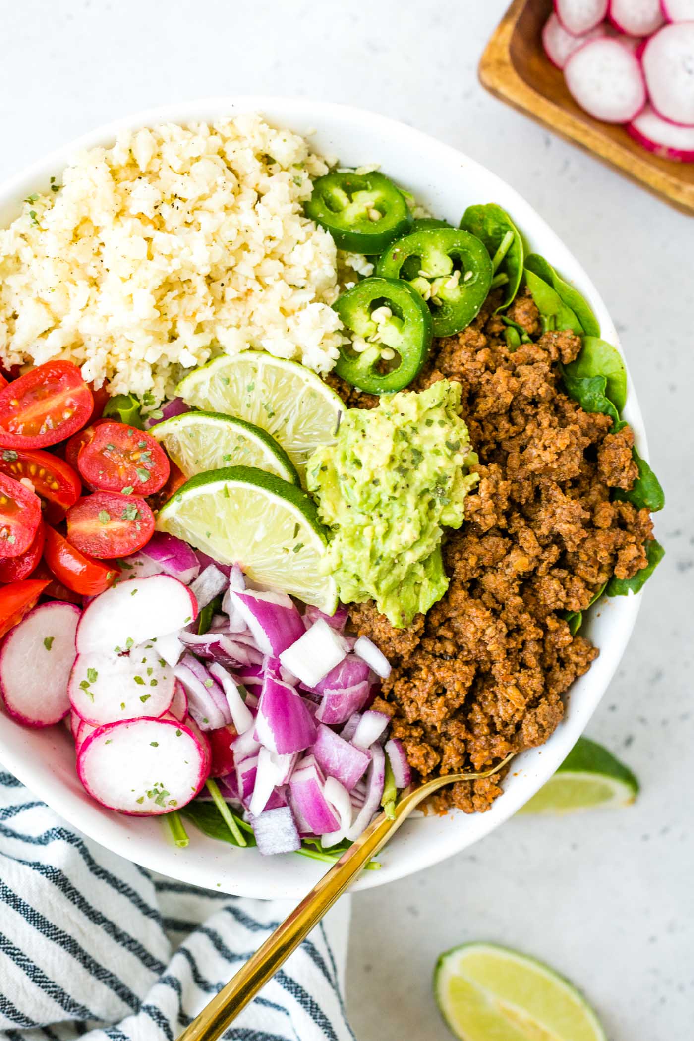 Taco Seasoned Beef and Cauliflower Rice