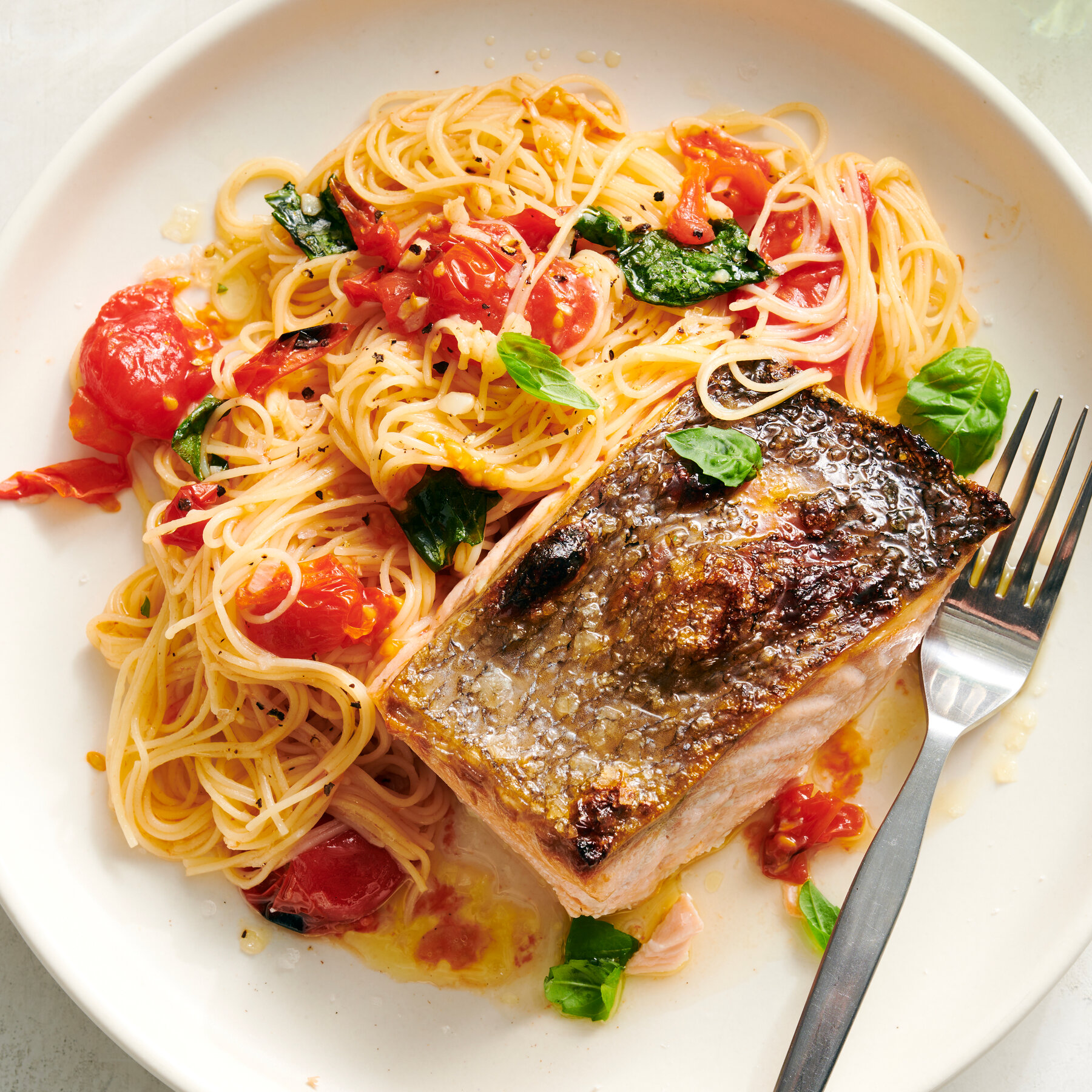 Garlic Butter Salmon Angel Hair