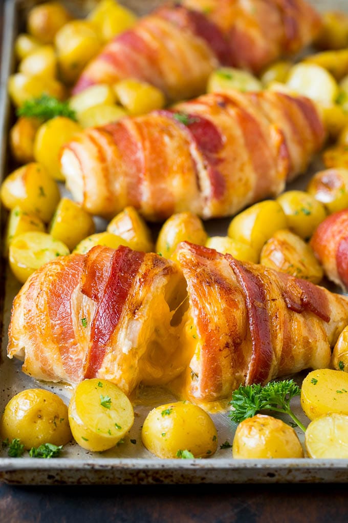 Bacon-Wrapped Chicken with Herb Potatoes
