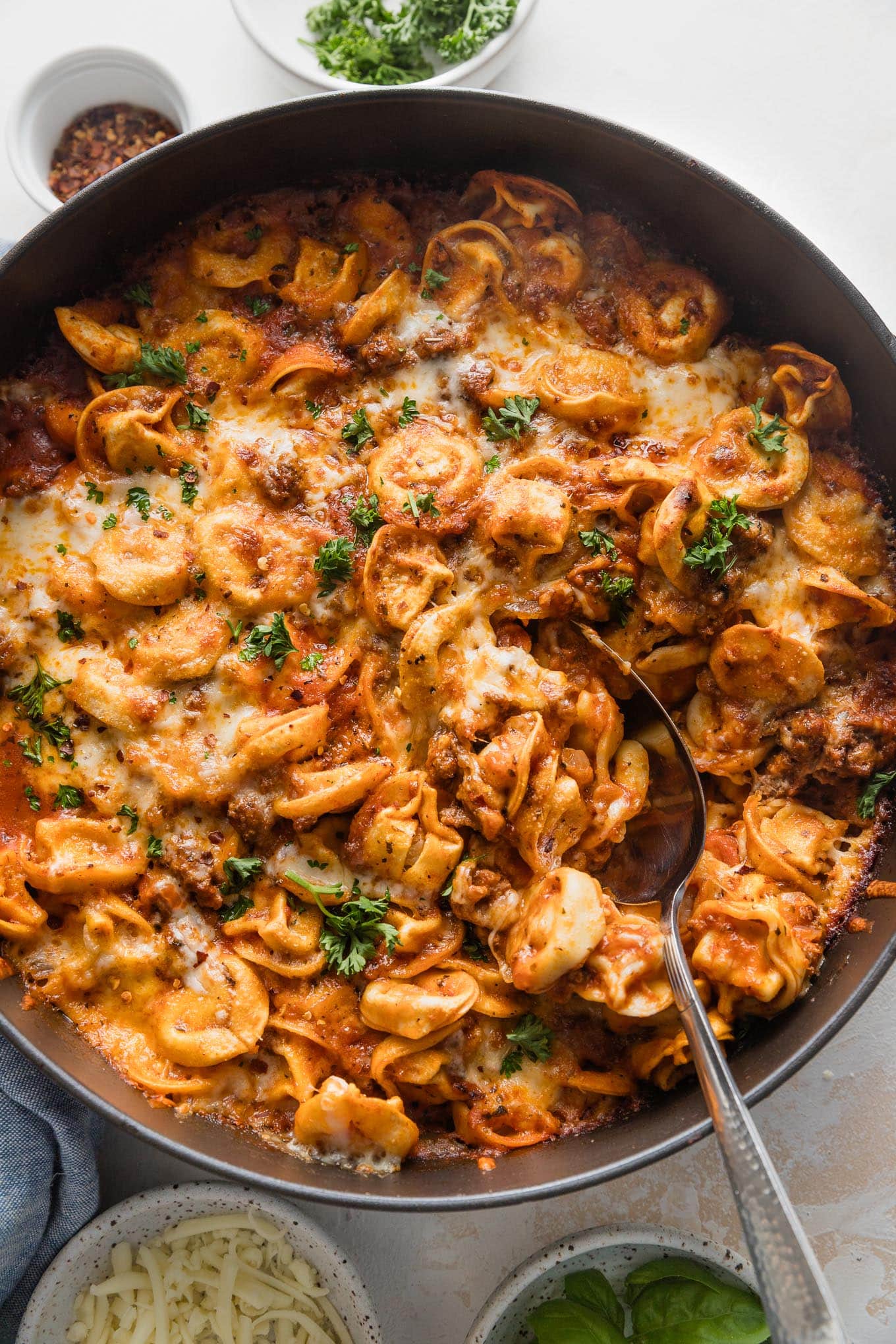 Baked Tortellini with Meat Sauce