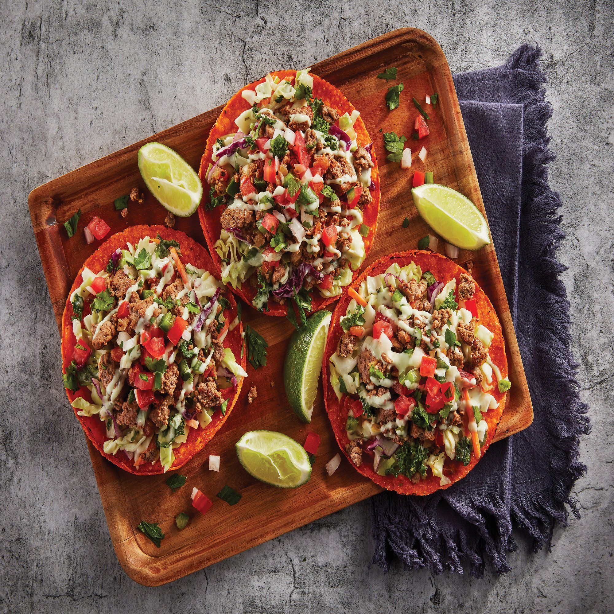 Beef Tostada Salad in Crispy Shell