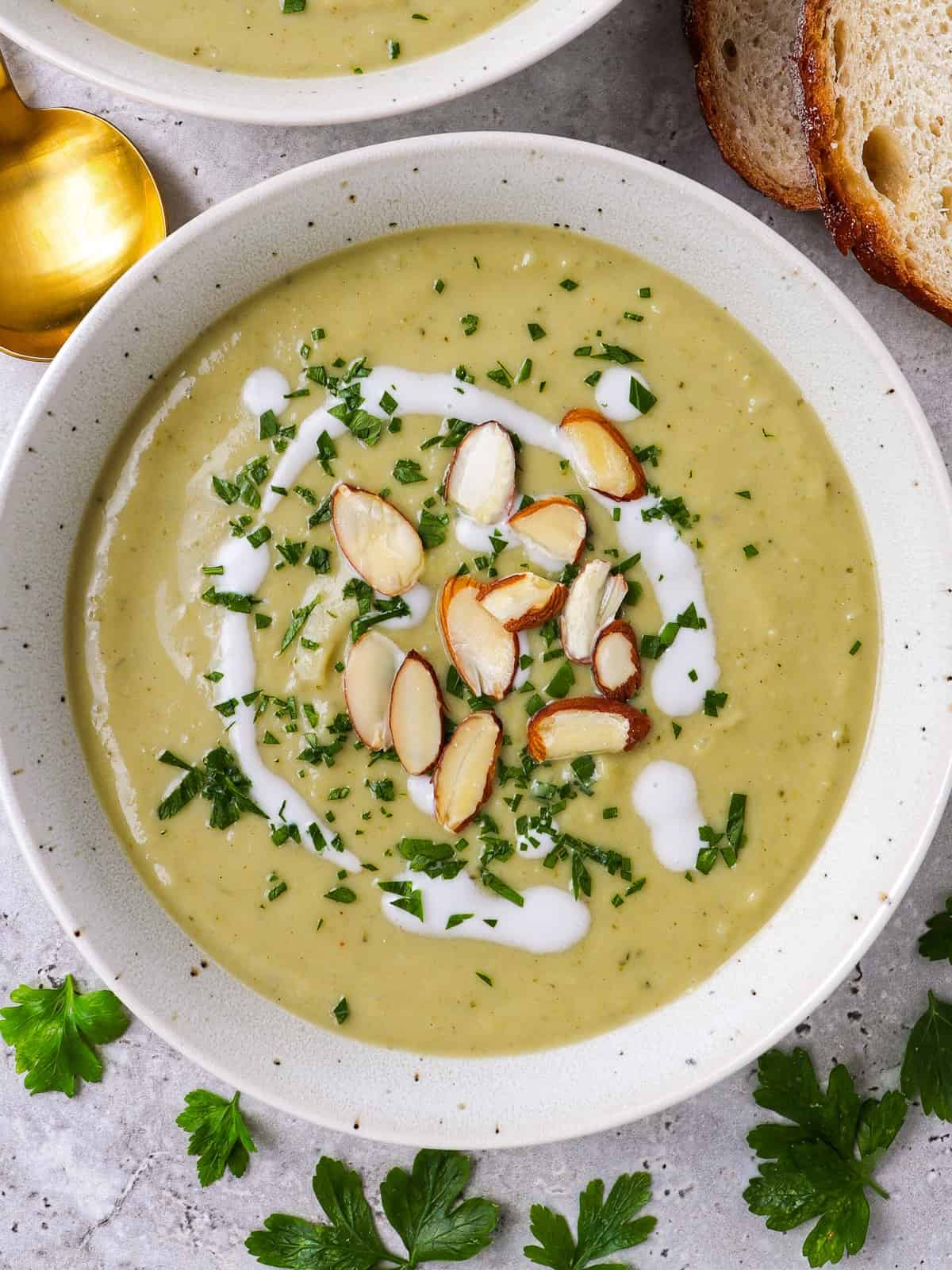 Roasted Broccoli Almond Bisque