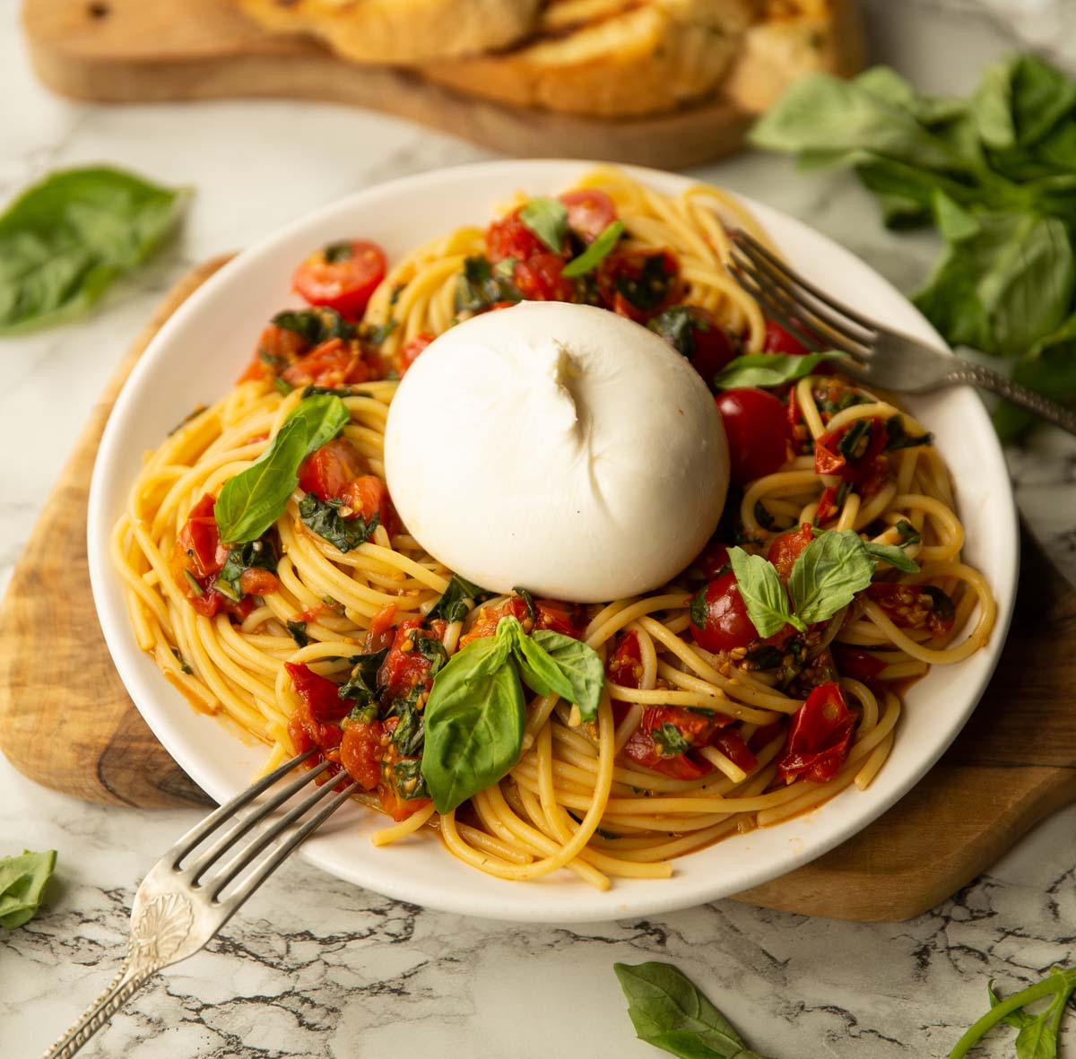 Caprese Pasta with Burrata