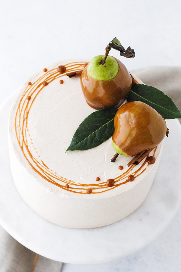Pear Cake with Salted Caramel Frosting