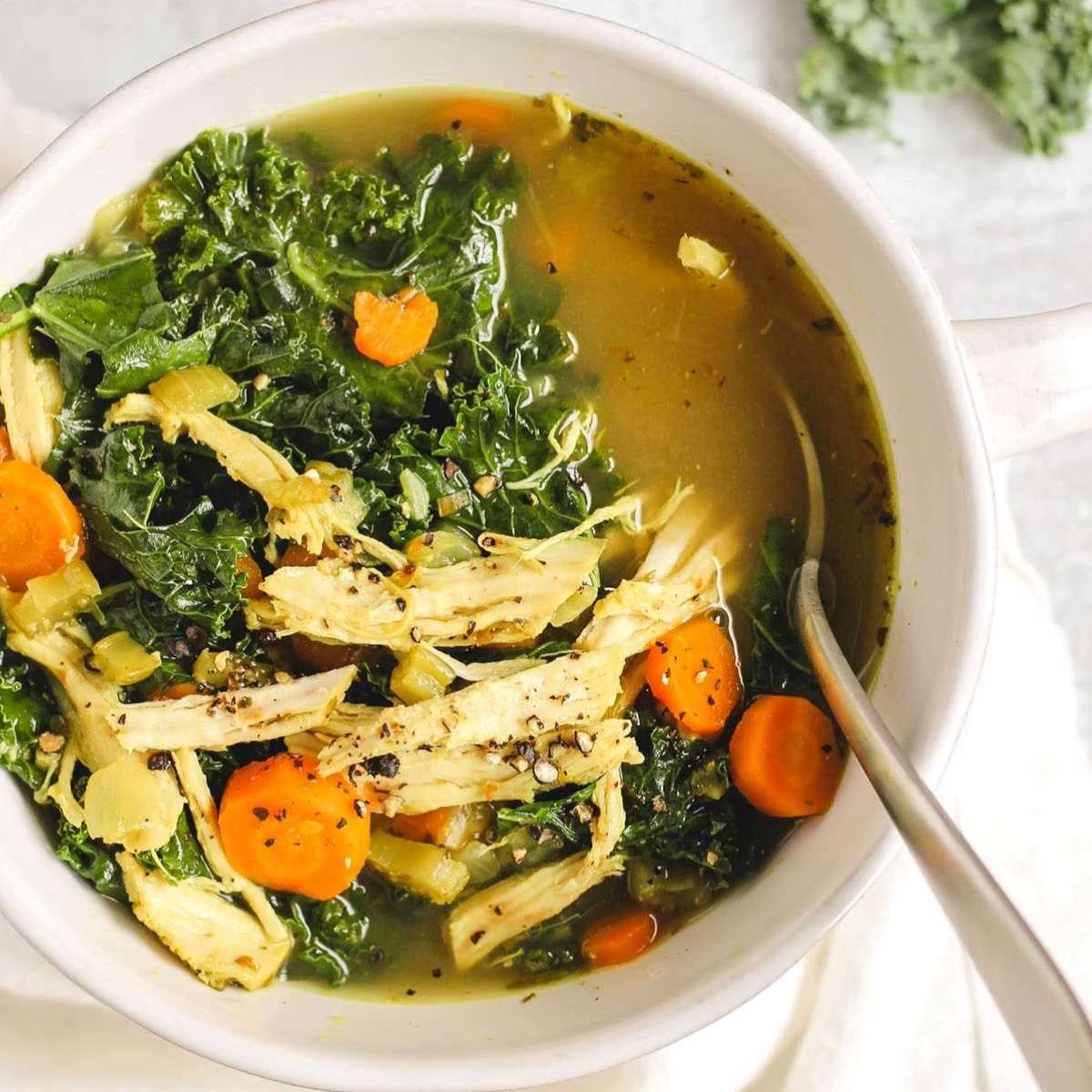 Chicken Kale Caesar Soup