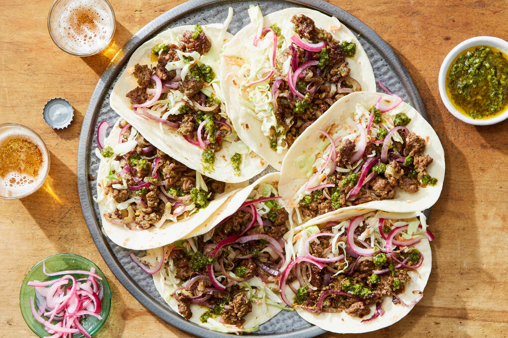 Chimichurri Ground Beef Tacos