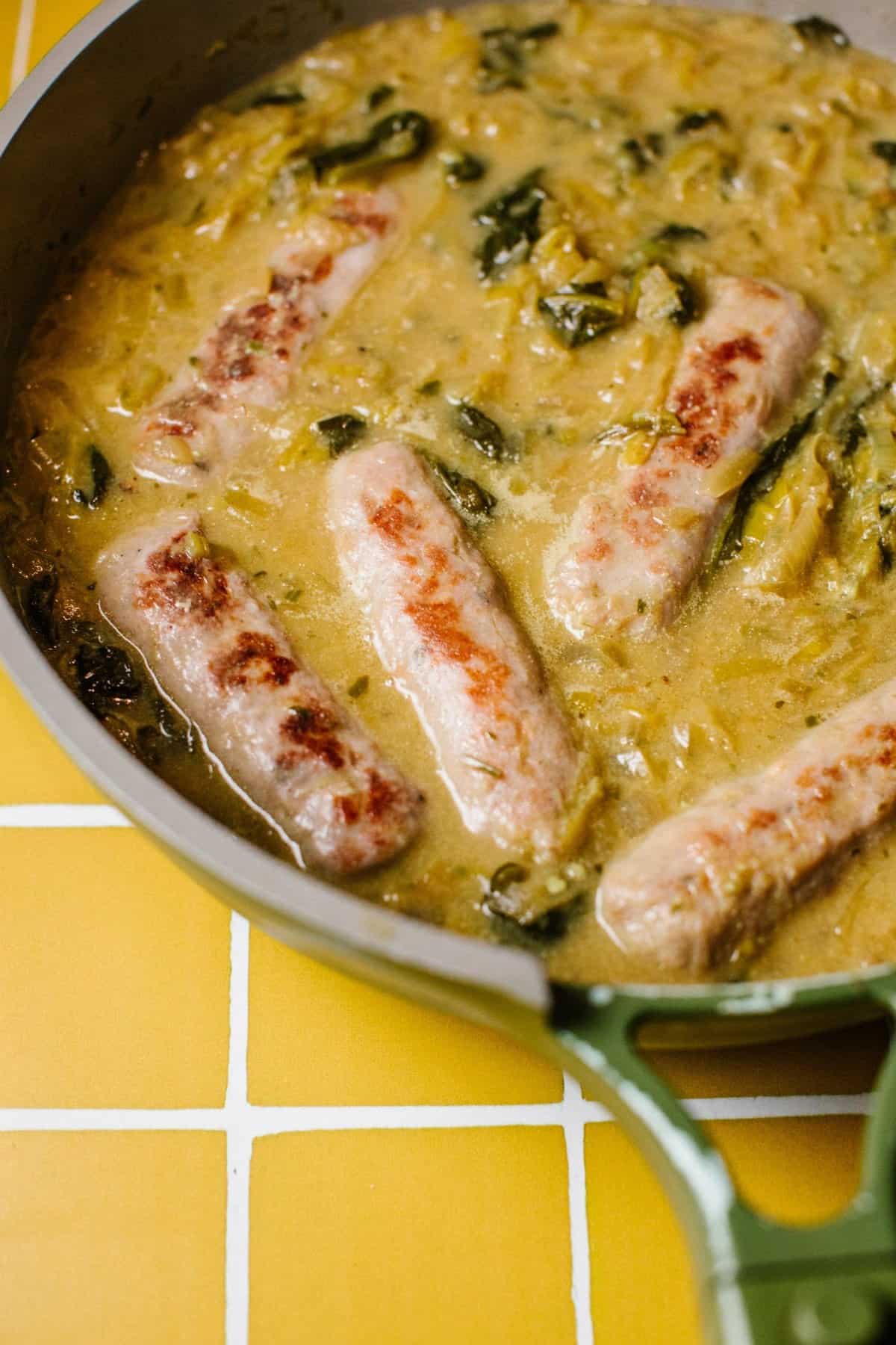 Pan-Seared Sausage with Apple Cider Reduction