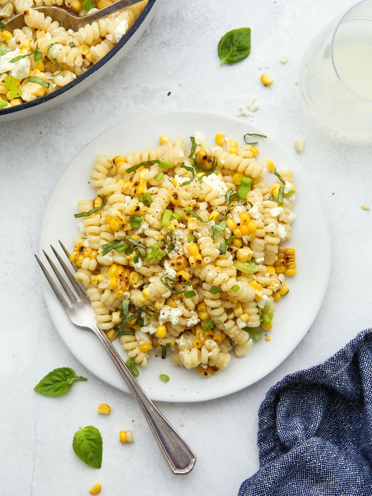 Creamed Corn Feta Rigatoni