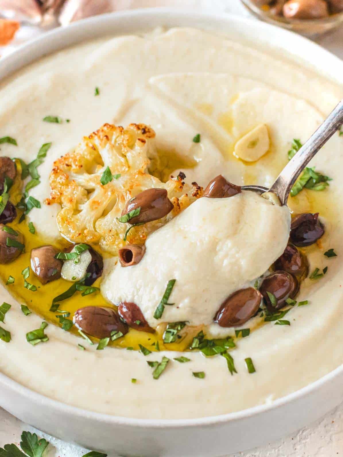Roasted Garlic Cauliflower Alfredo Soup