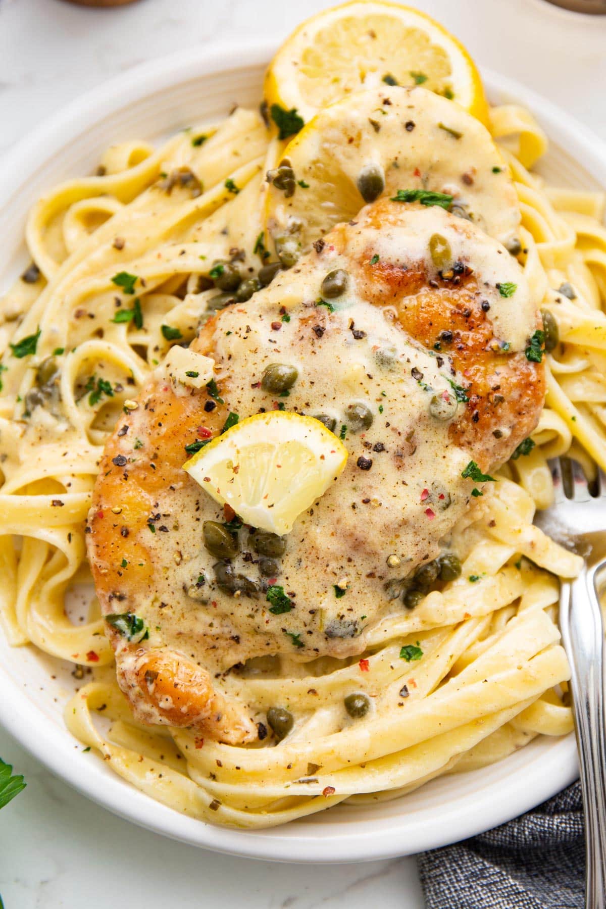 Capers Lemon Chicken Piccata Pasta