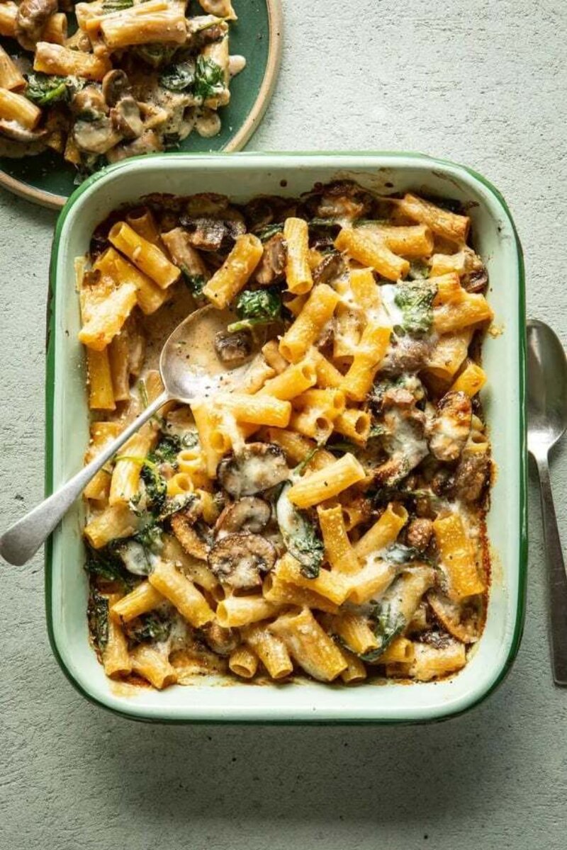 Mushroom and Garlic Pasta Bake