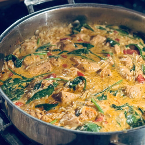 Roasted Red Pepper Chicken Orzo
