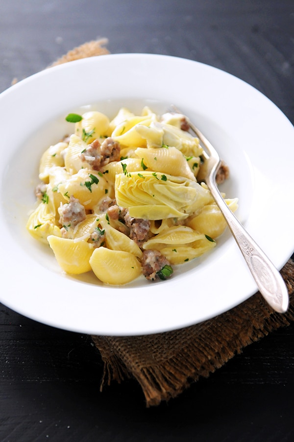 Sausage and Artichoke Cream Pasta