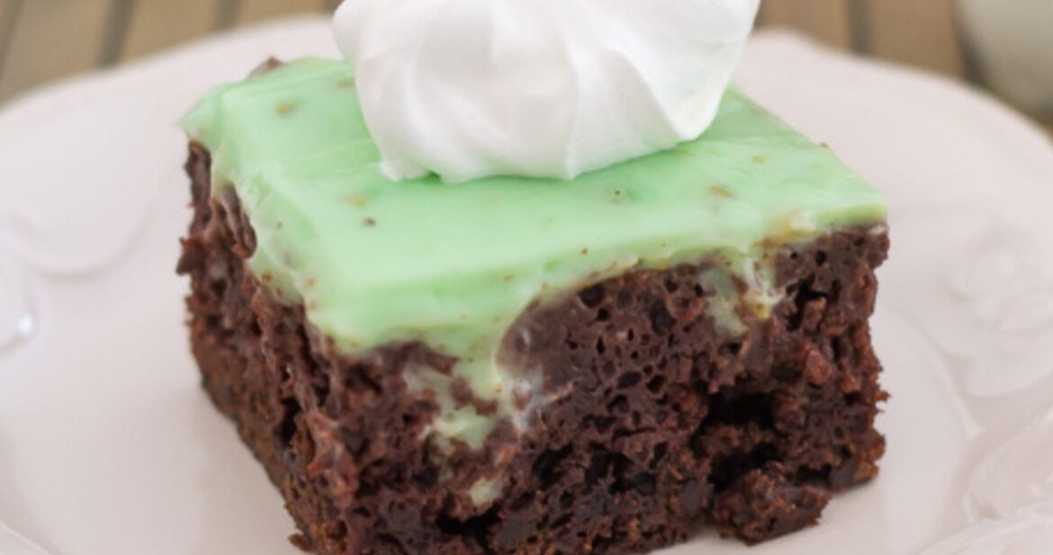 Chocolate Pistachio Poke Cake