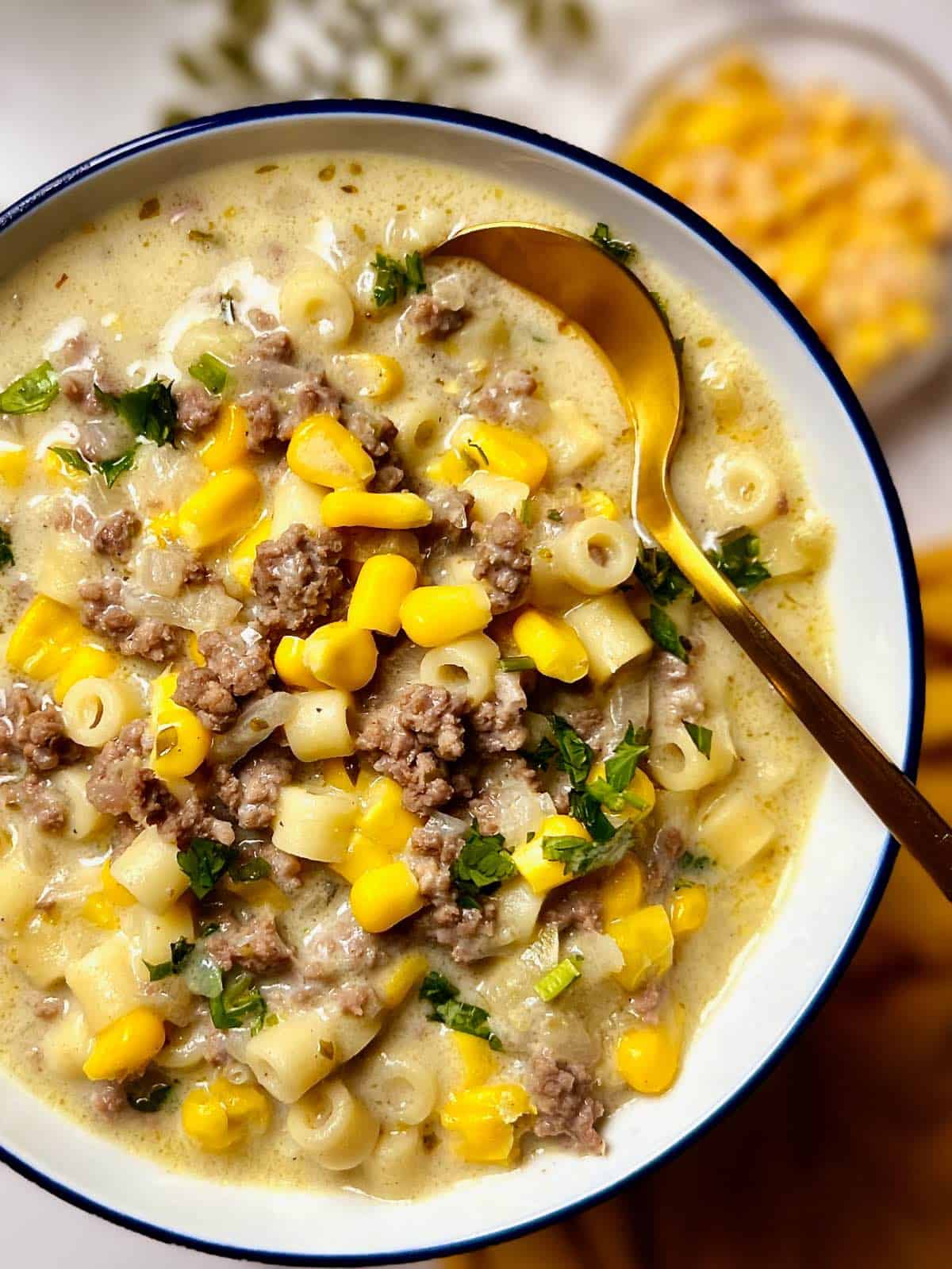 Hamburger Corn Chowder Soup