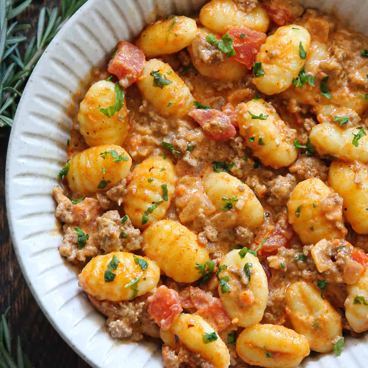 Beef Gnocchi with Roasted Garlic