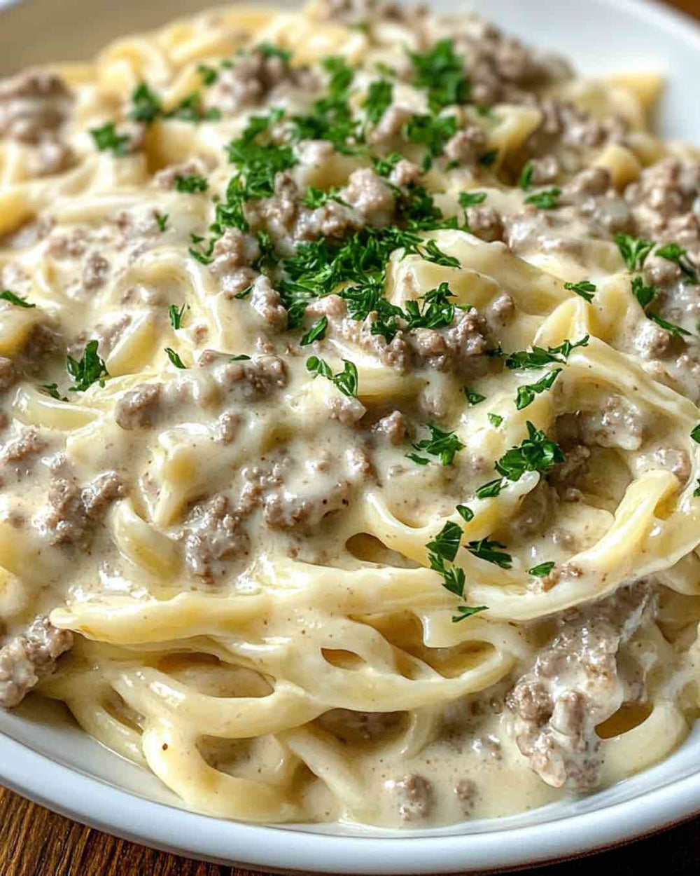 Ground Beef Fettuccine Alfredo