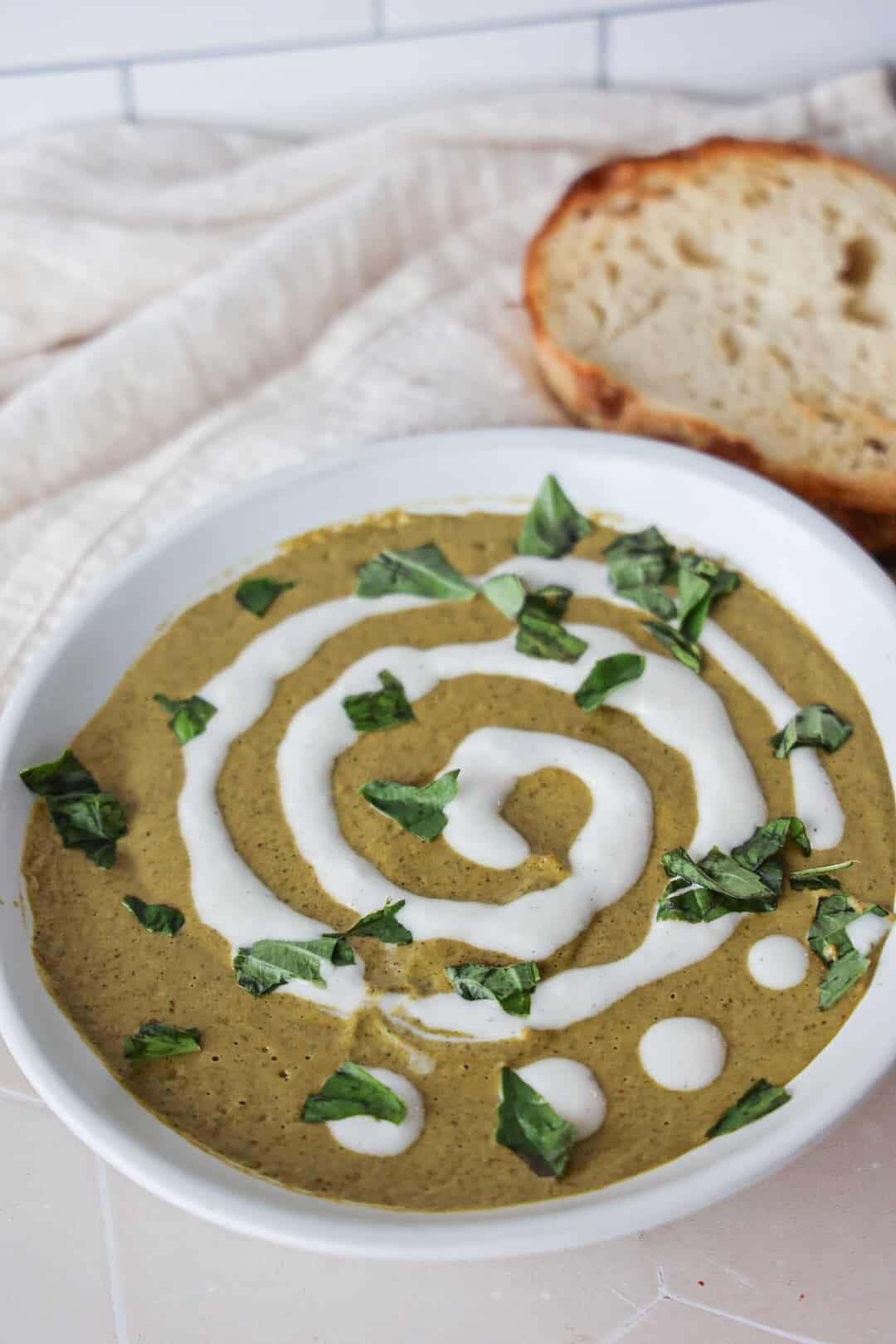 Broccoli Soup Pesto Swirl Finish