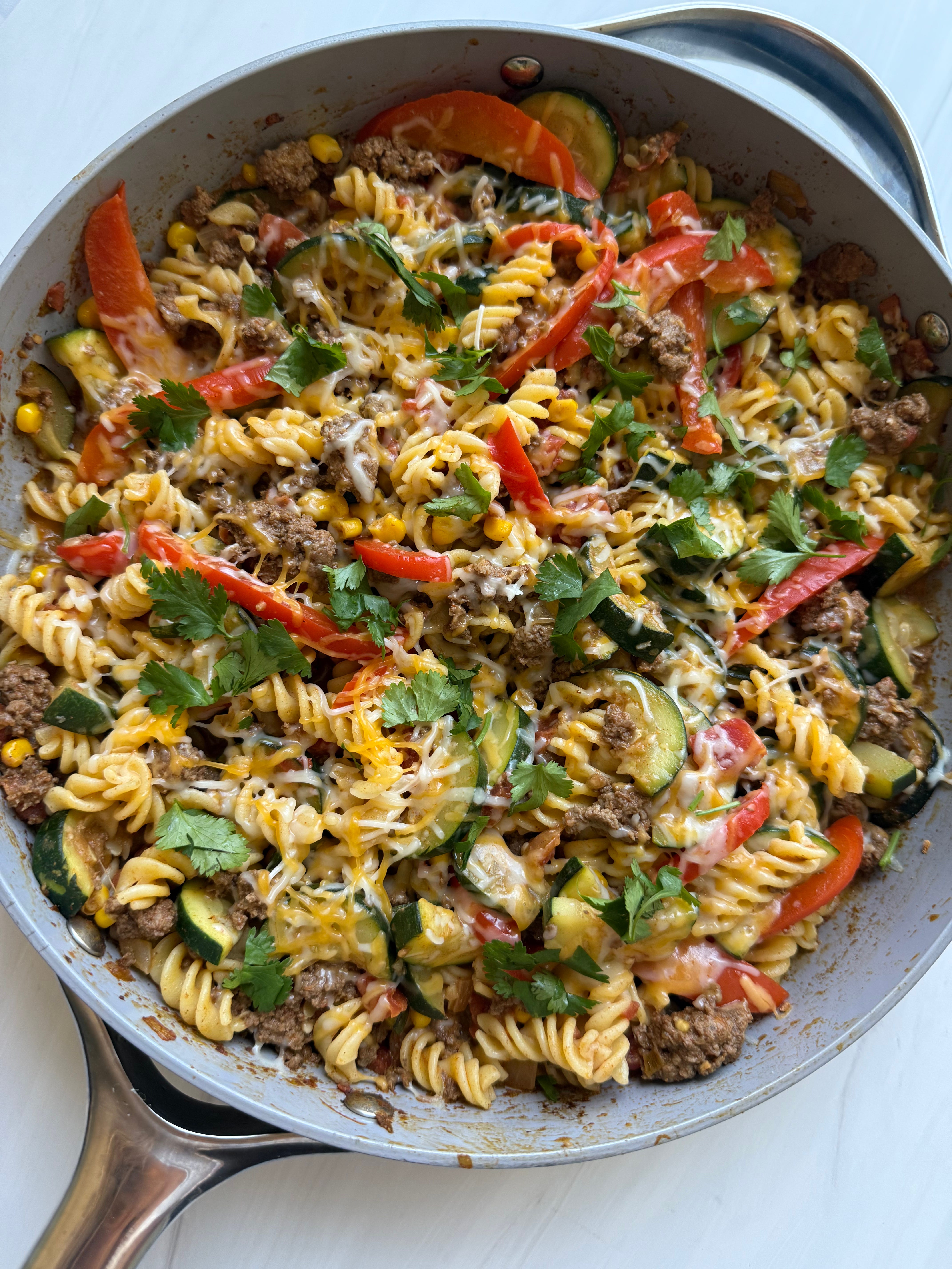Beef Taco Pasta with Zucchini