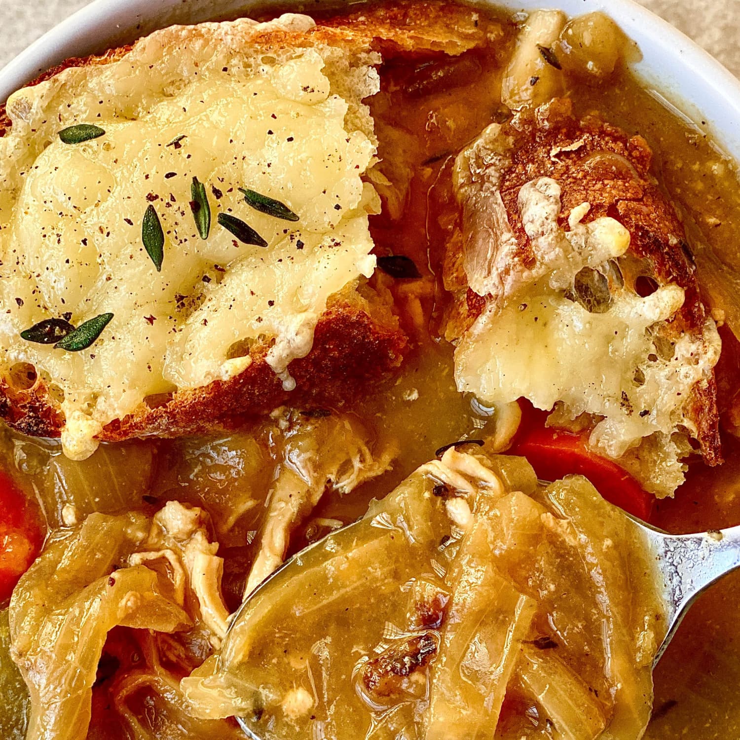 Chicken Soup with Caramelized Onions
