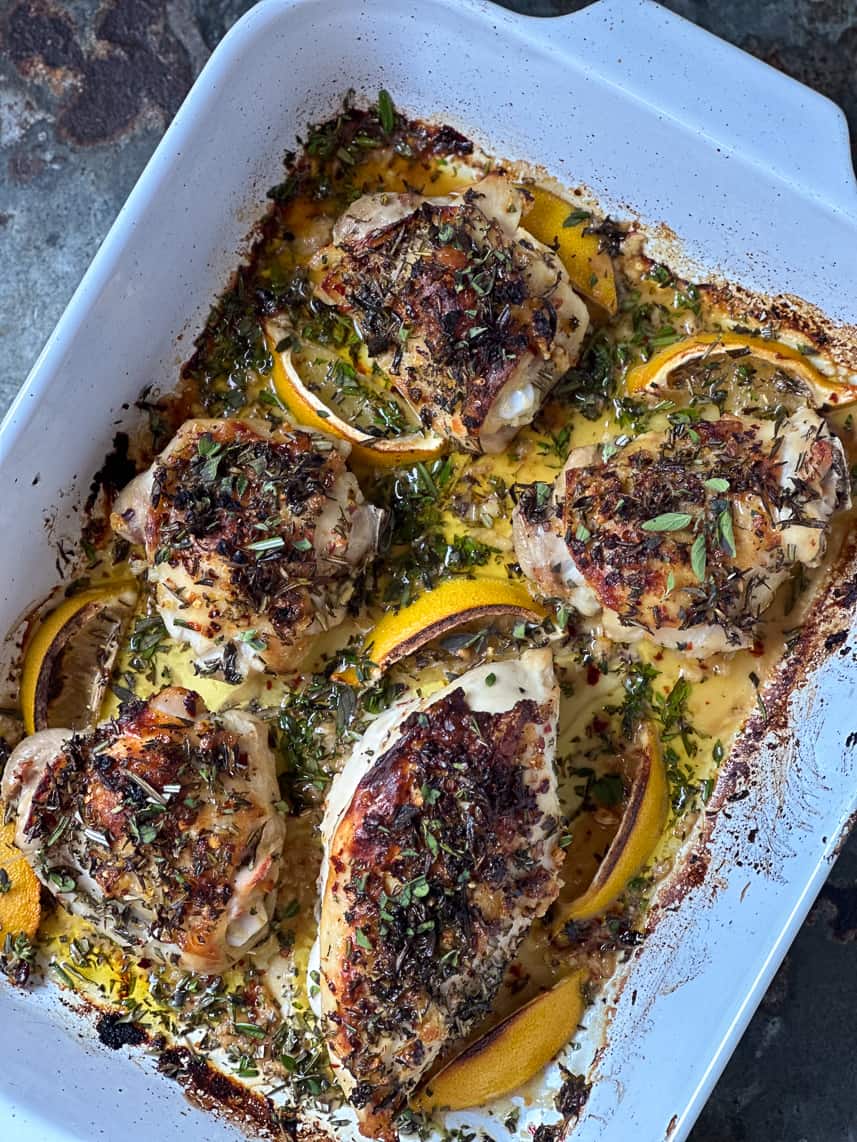 Lemon Herb Brined Chicken Thighs