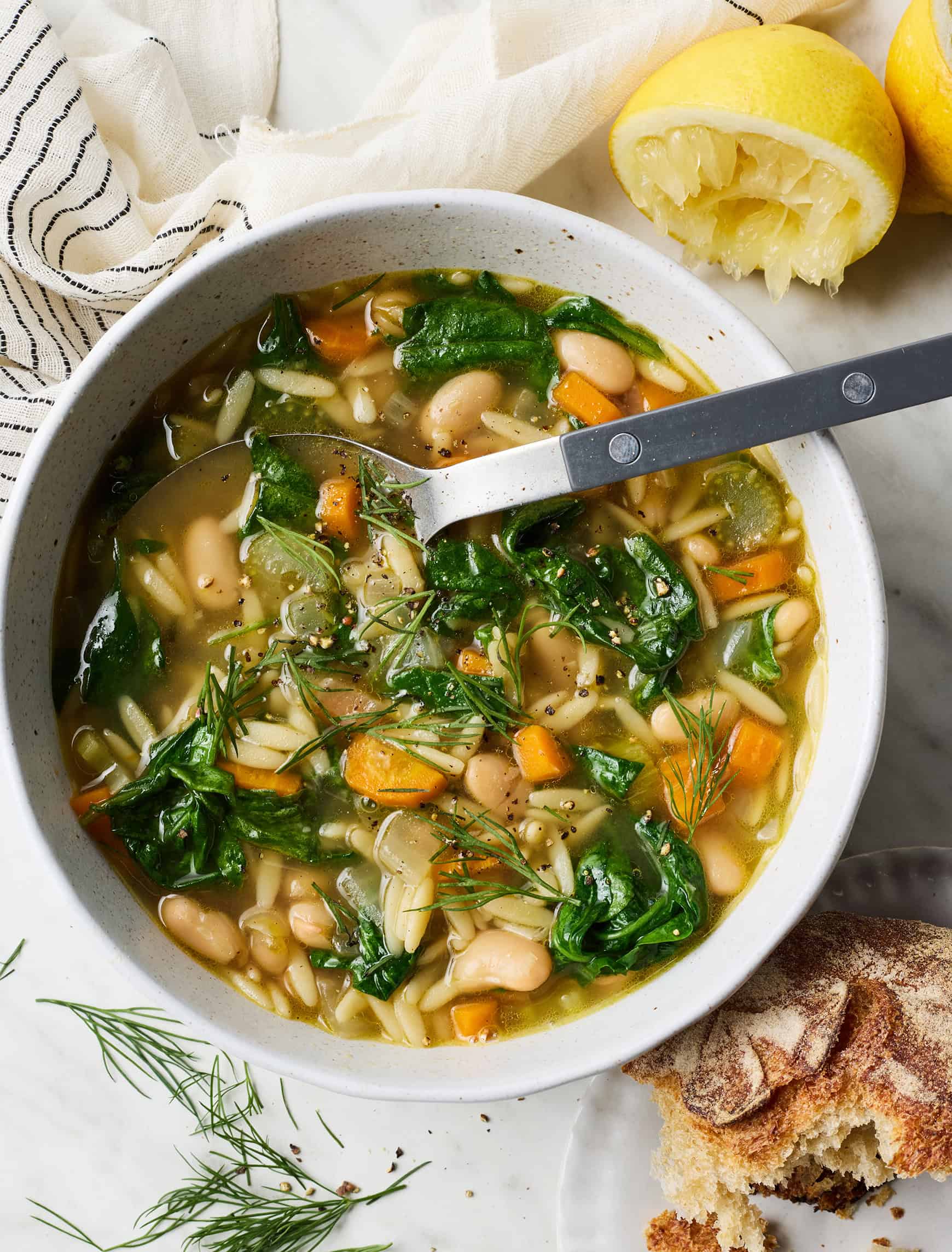 Lemon Cauliflower Orzo Soup