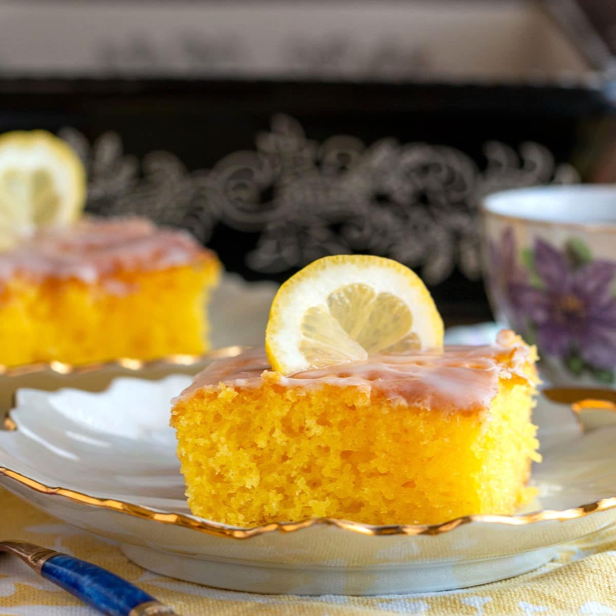 Lavender Lemon Poke Cake