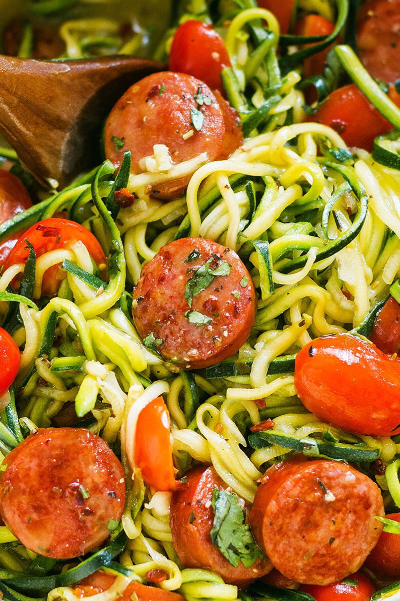 Kielbasa Zucchini Noodle Pasta