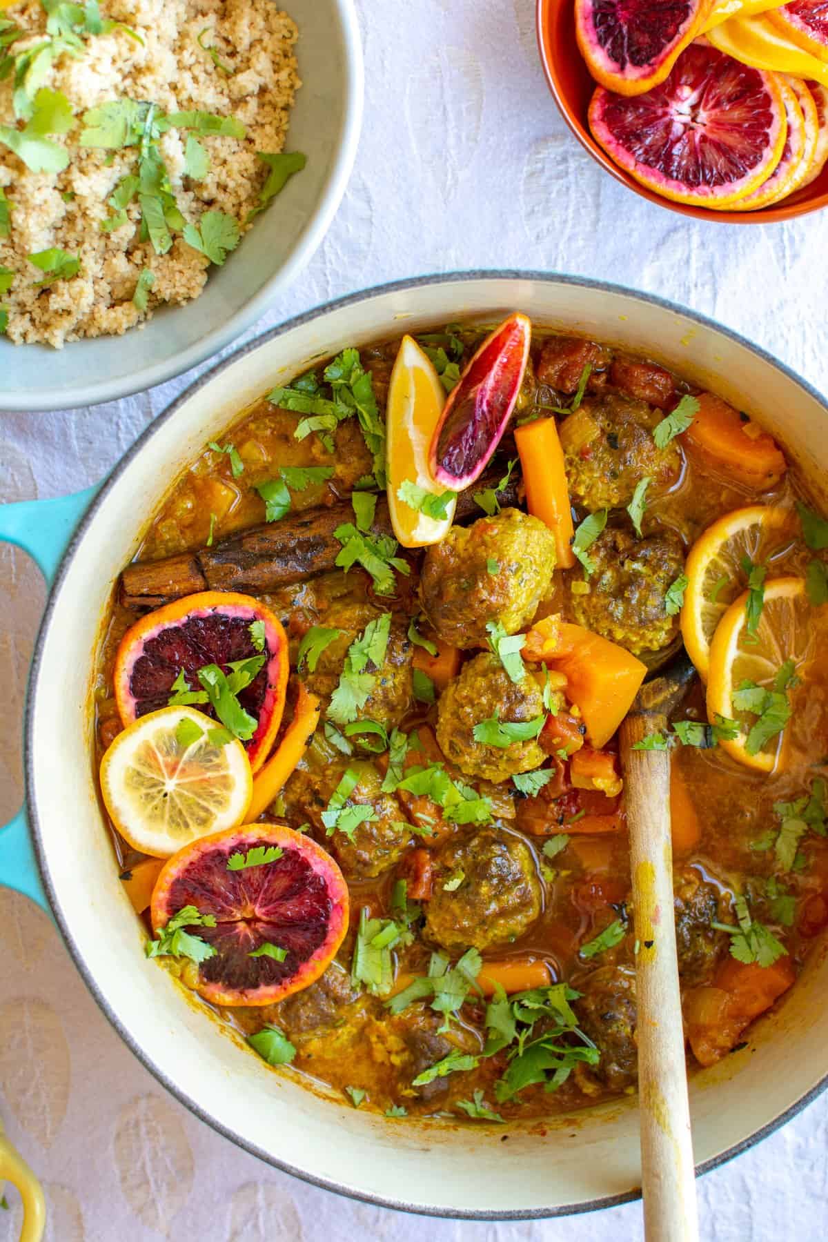 Moroccan Spiced Meatball Tagine Soup