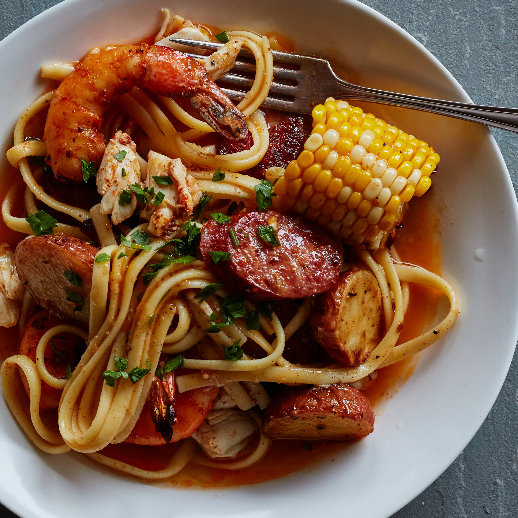 Spicy Cajun Seafood Boil Pasta