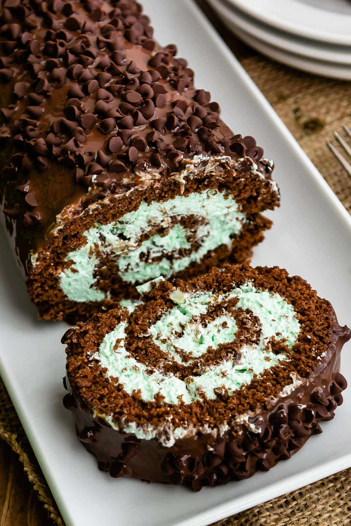 Mint Chocolate Cake Roll