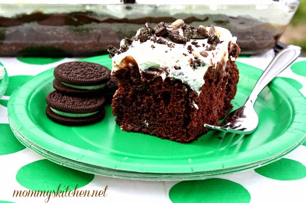 Chocolate Mint Poke Cake