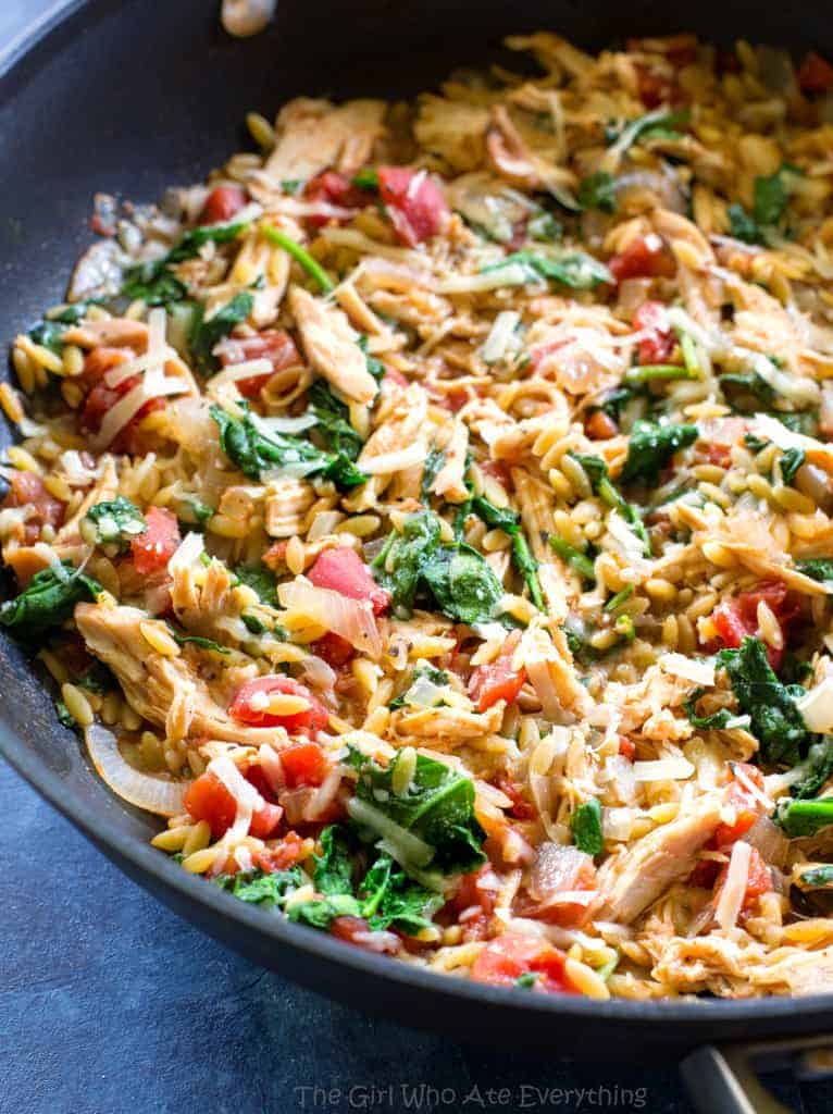 Chicken Spinach Orzo with Tomato