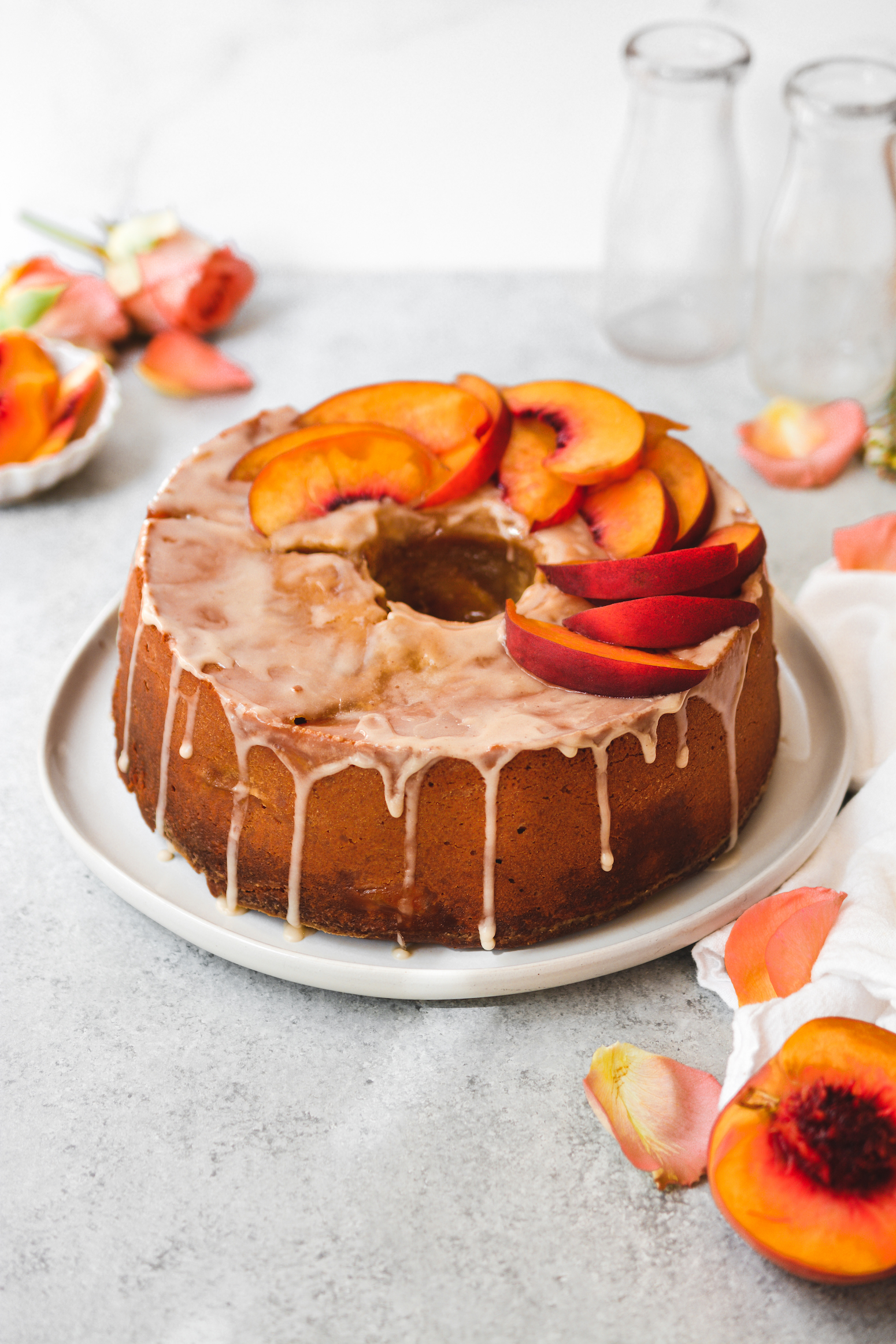 Peach Bourbon Poke Cake