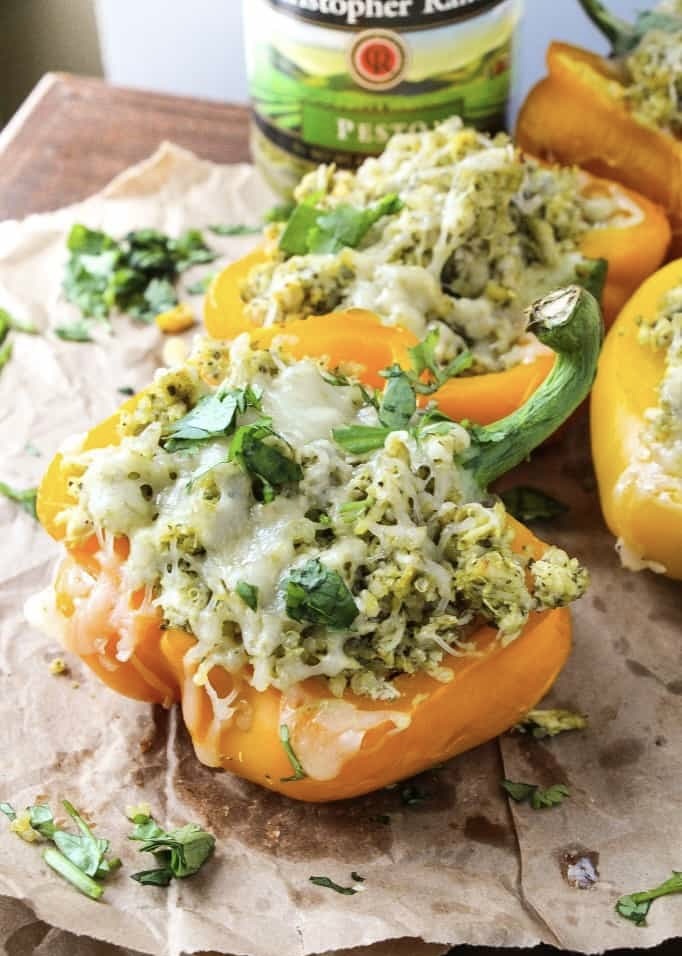 Pesto Chicken Stuffed Peppers