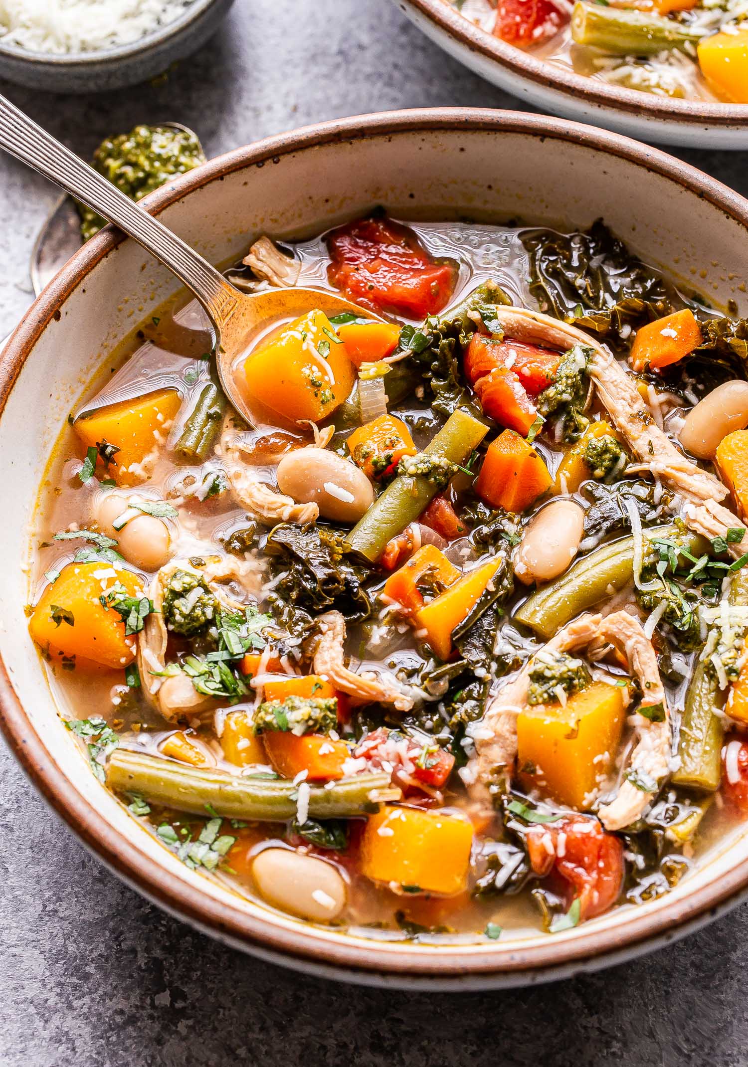 Pesto Chicken Soup with Vegetables