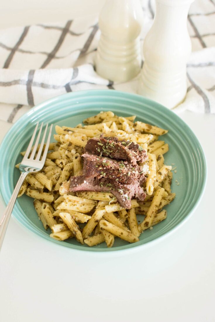 Steak with Pesto and Pine Nuts