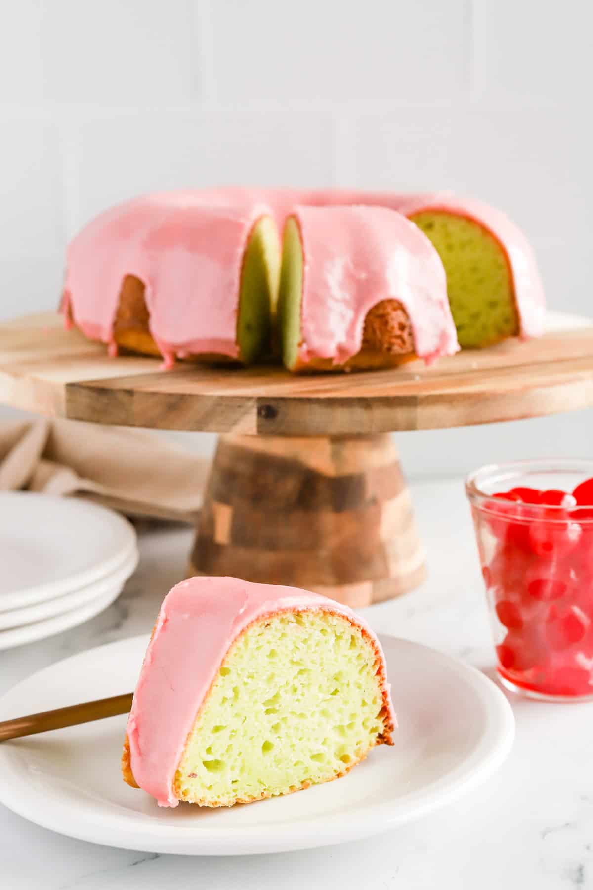 Strawberry Pistachio Bundt Cake