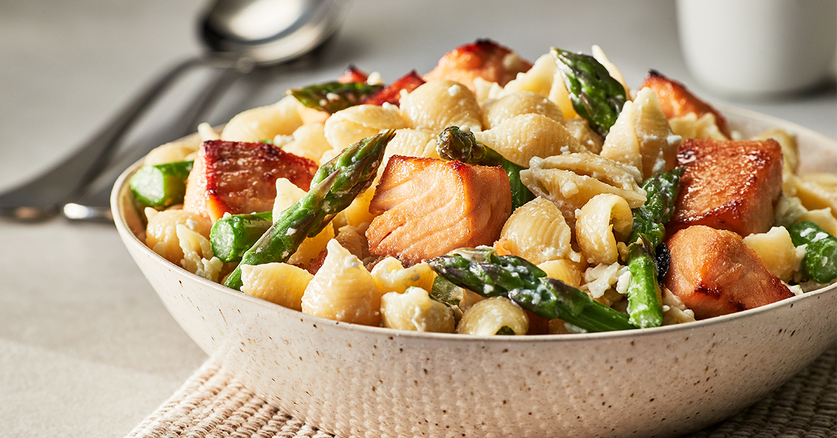 Maple Mustard Salmon Pasta
