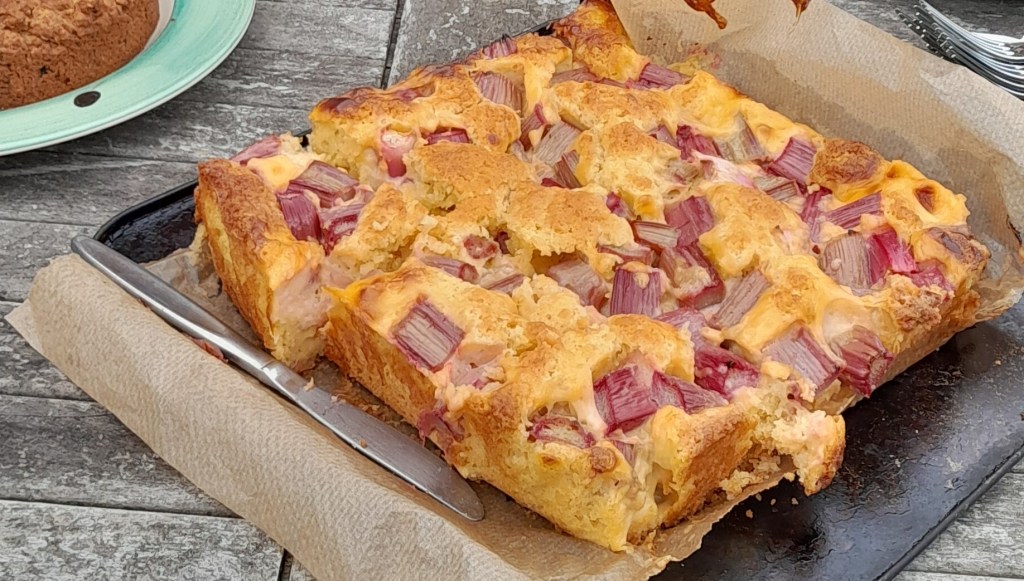 Ginger Rhubarb Sheet Cake