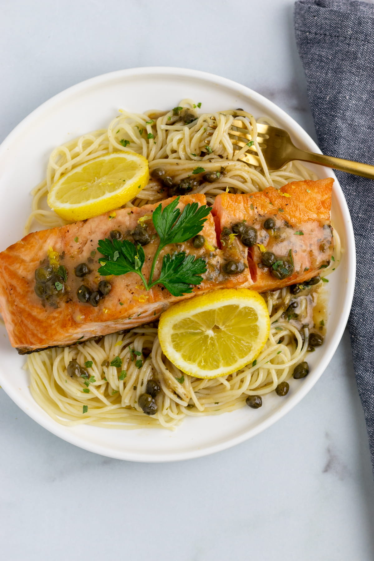 Salmon Pasta Piccata Style