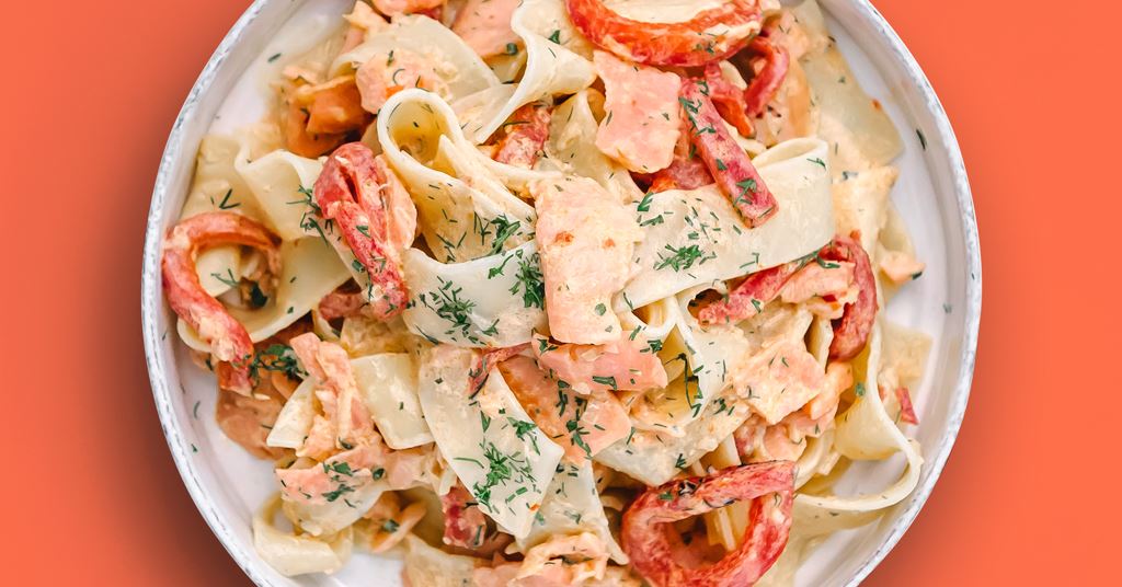 Roasted Red Pepper Salmon Penne