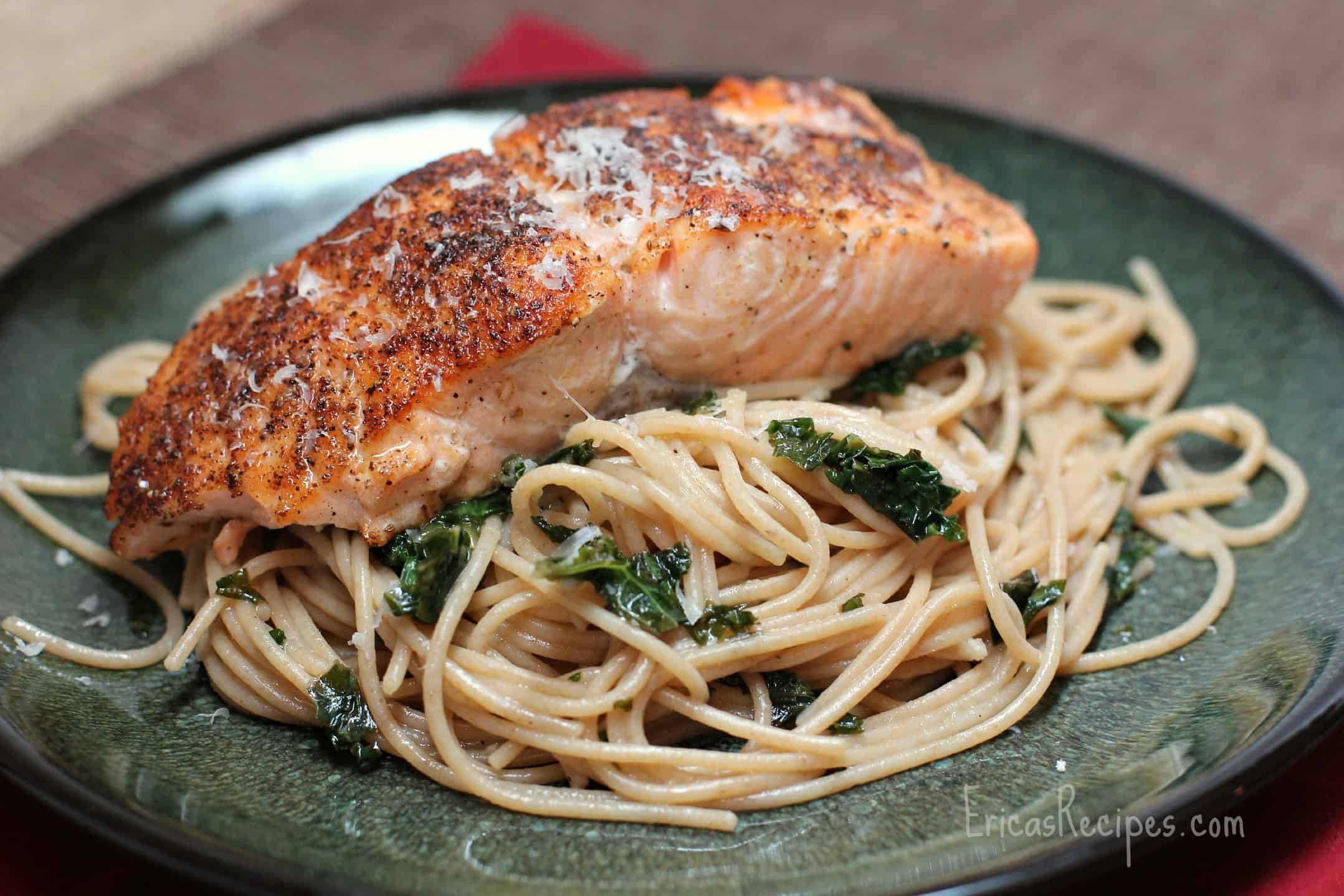 Kale Walnut Salmon Pasta