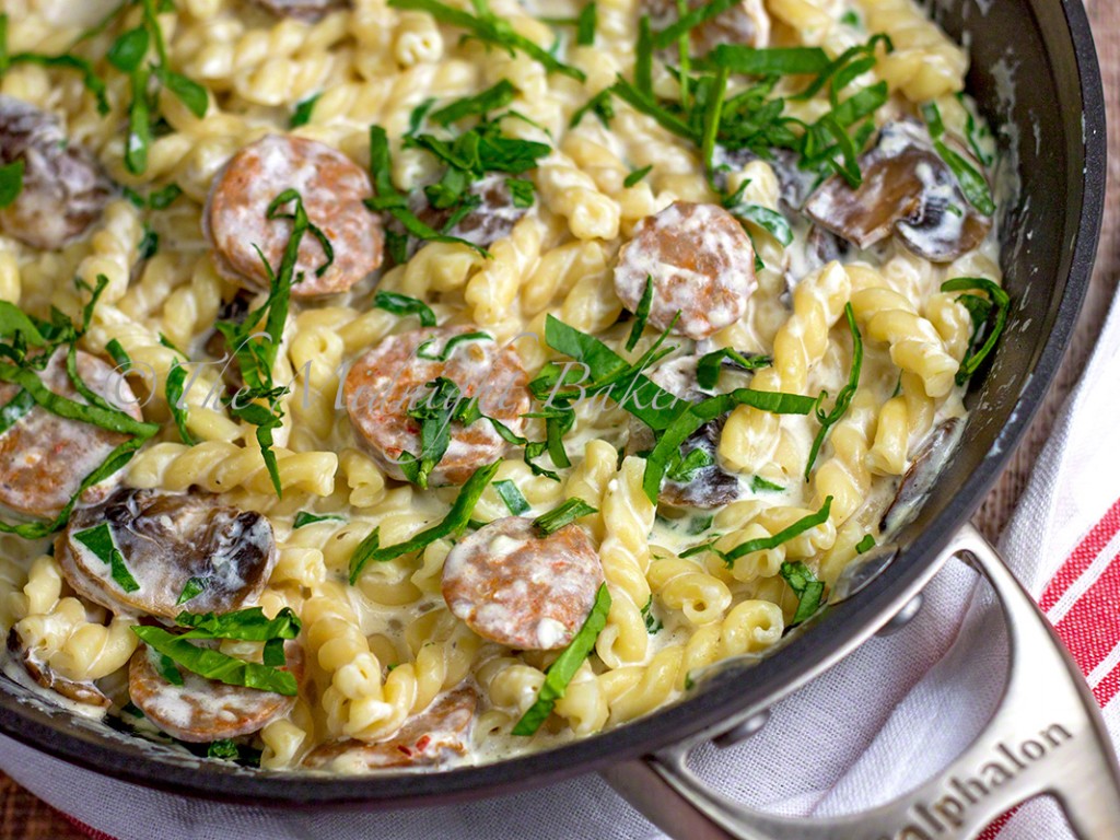 Kielbasa Alfredo with Spinach