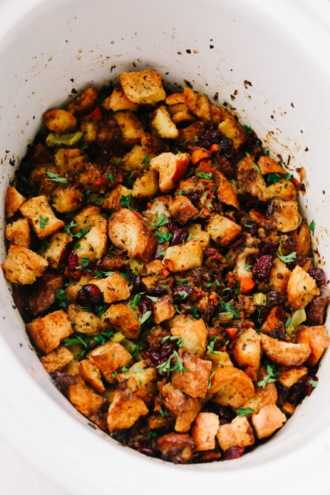 Slow Cooker Sausage and Herb Stuffing